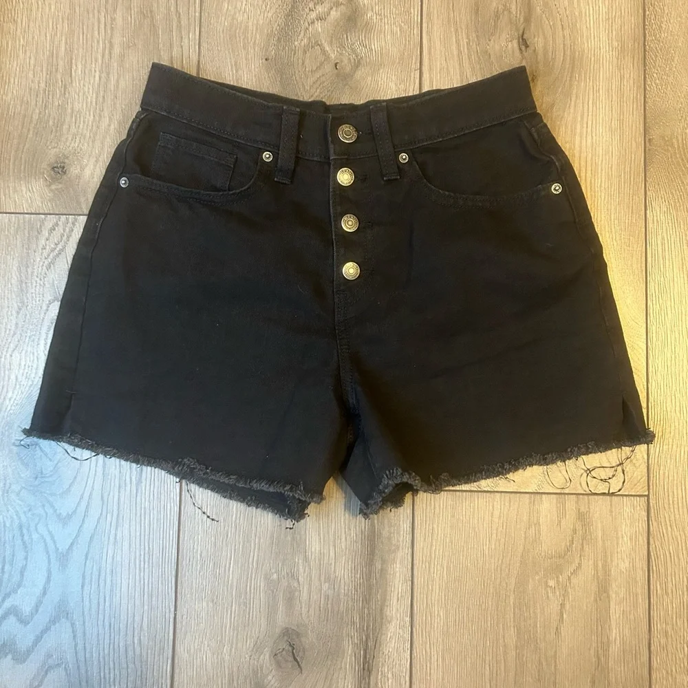 Old Navy Black High-Rise Button-Front Denim Shorts